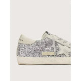 Silver glitter with ice-gray suede star